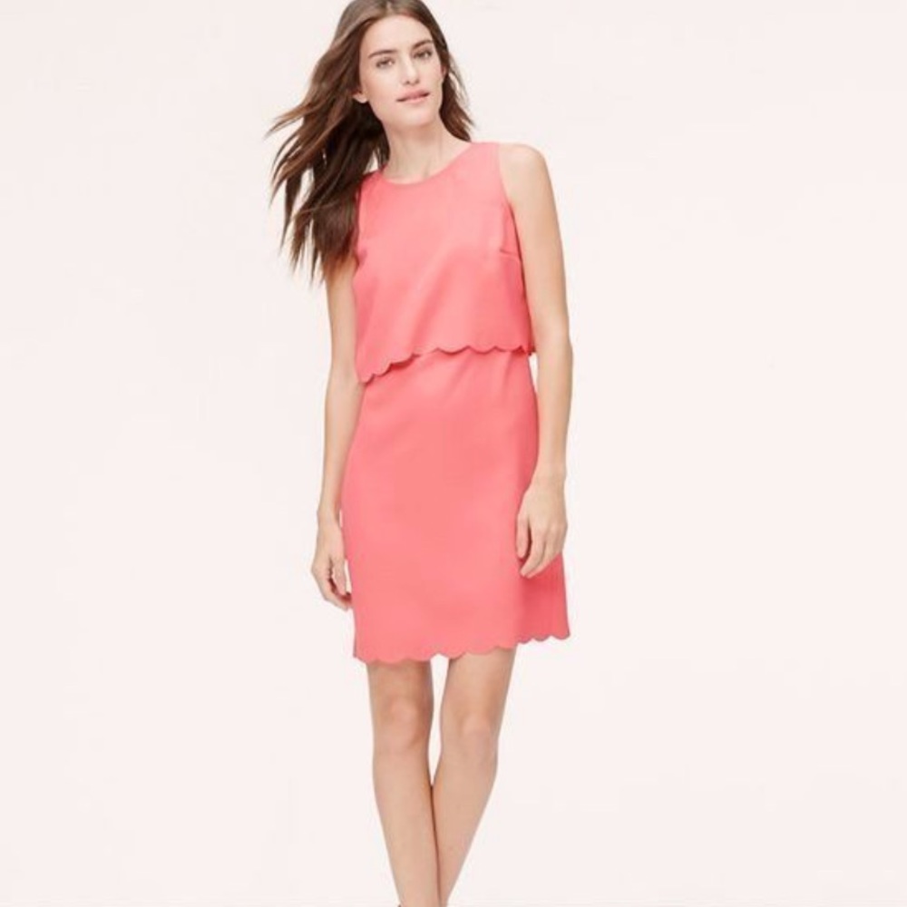 LOFT scalloped crop illusion dress